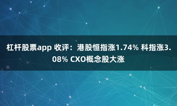 杠杆股票app 收评：港股恒指涨1.74% 科指涨3.08% CXO概念股大涨