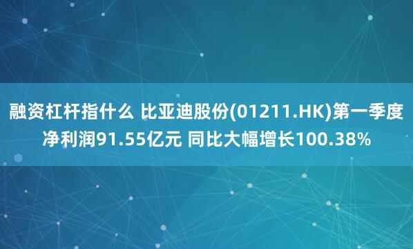 融资杠杆指什么 比亚迪股份(01211.HK)第一季度净利润91.55亿元 同比大幅增长100.38%