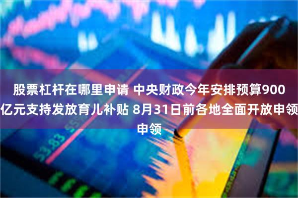 股票杠杆在哪里申请 中央财政今年安排预算900亿元支持发放育儿补贴 8月31日前各地全面开放申领