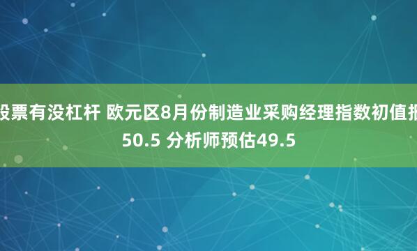 股票有没杠杆 欧元区8月份制造业采购经理指数初值报50.5 分析师预估49.5